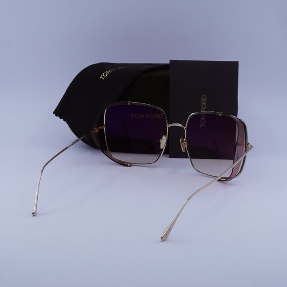 Tom Ford FT0901 28F Toby 02 Square Sunglasses - Gold Purple/Brown - Picture 5 of 10